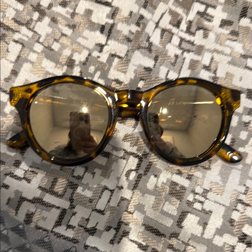 Le Specs Tortoise Shell Round Sunglasses